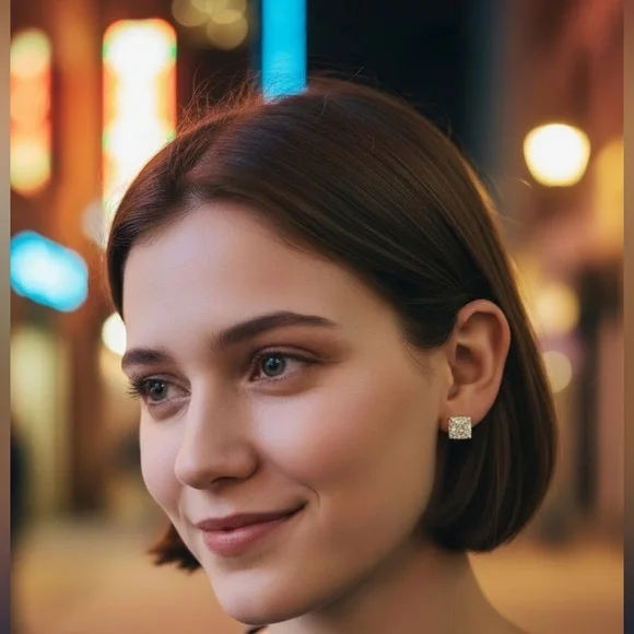 NWT Kate Spade Square Faux Opal Stud Earrings Goldtone & Dust Bag NWT - Picture 3 of 12